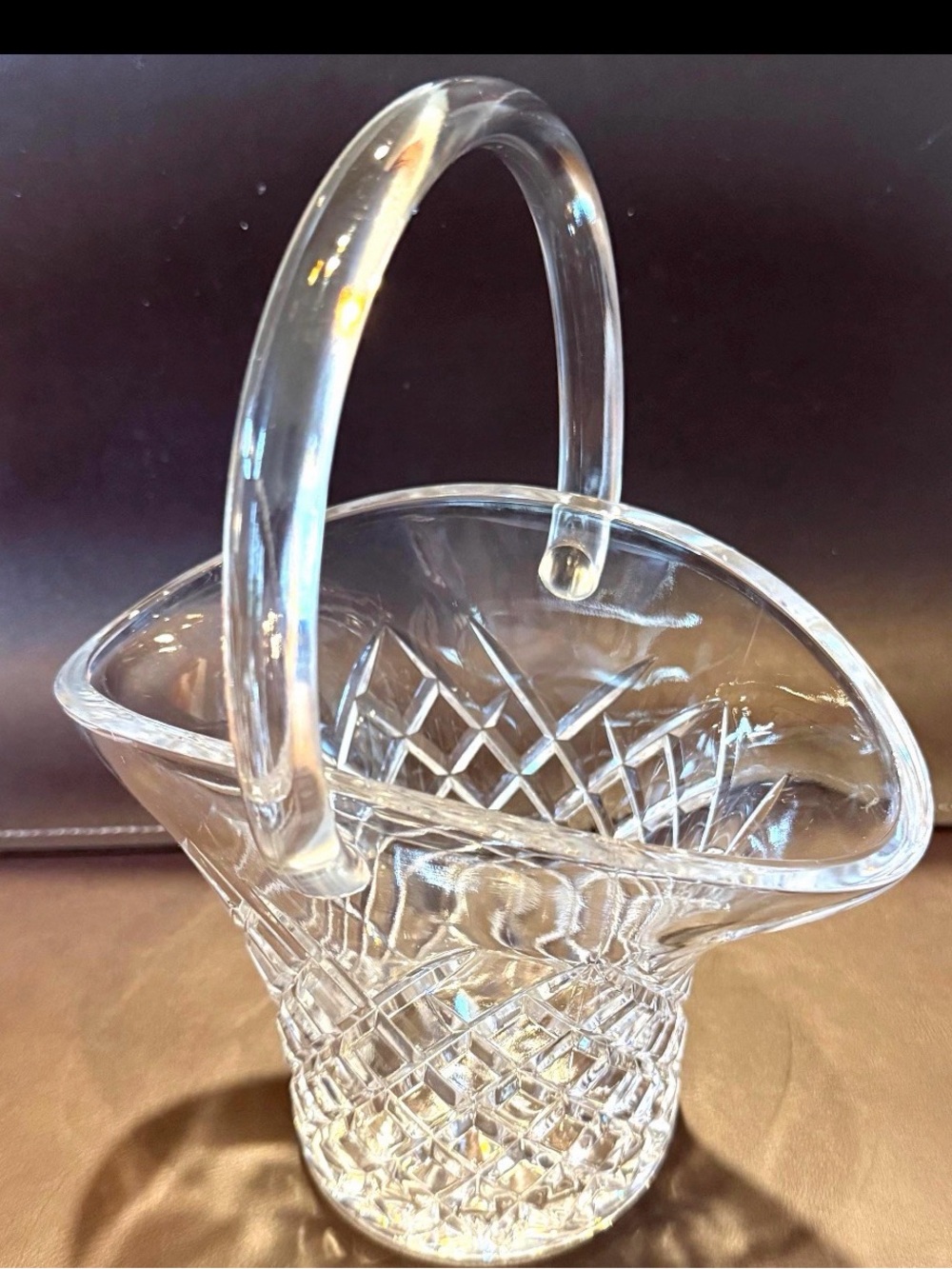 Clear Glass Decorative Basket with Handle